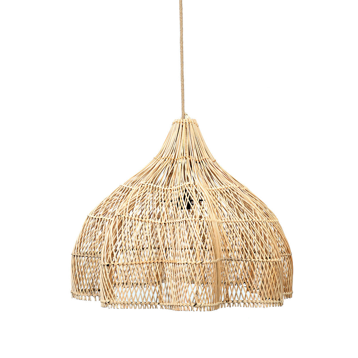 Whipped Rattan Pendant Light – Natural, Medium — front product view