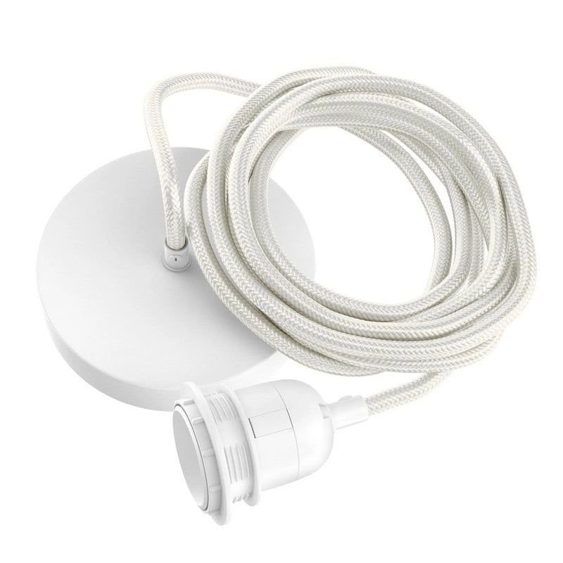 White Cotton Ceiling Lamp Fitting – Single — single white ceiling fitting set