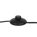 Round black foot switch with a raised central button and black cable extending from either side.