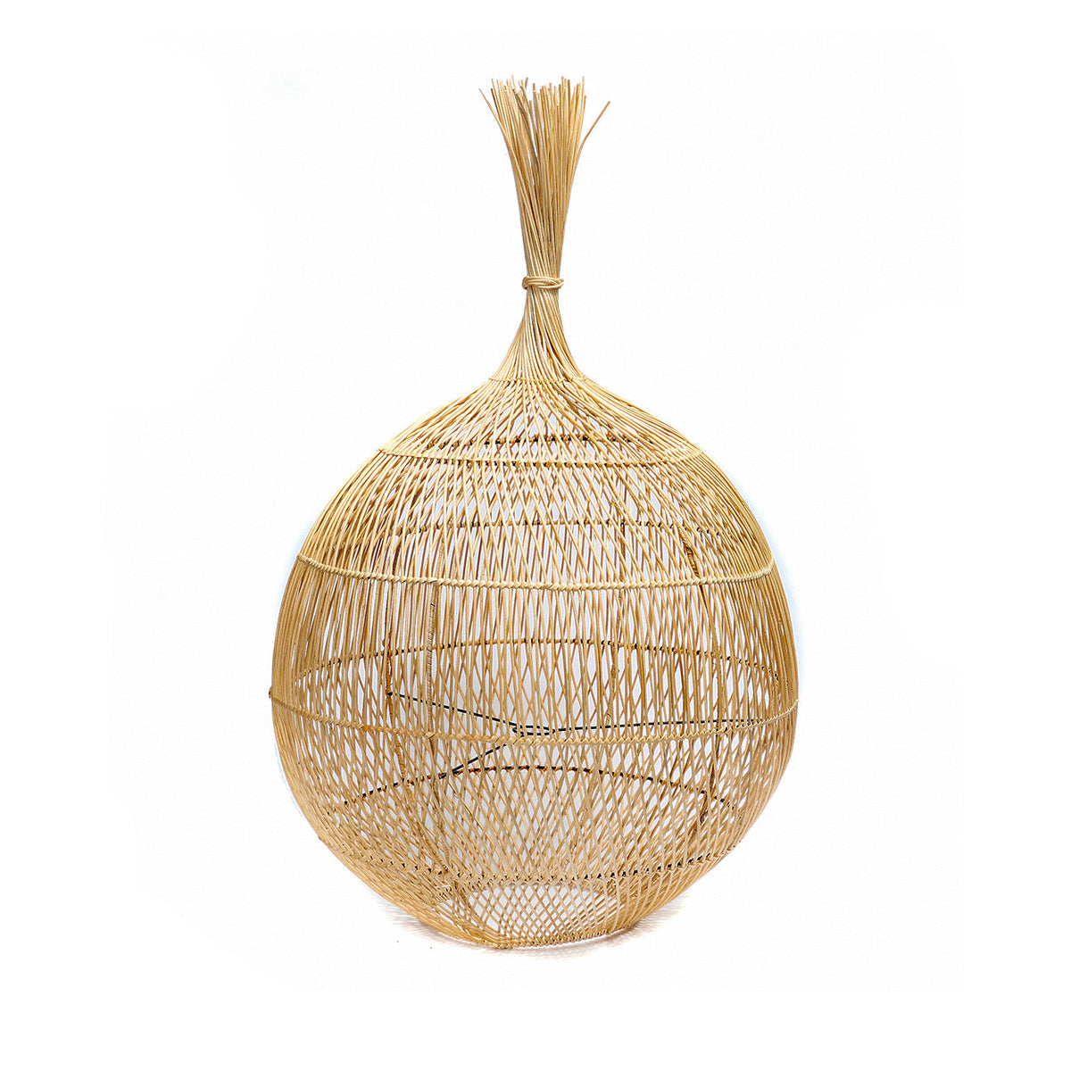 Wonton Rattan Floor/Pendant Shade – Natural — front suspended product view