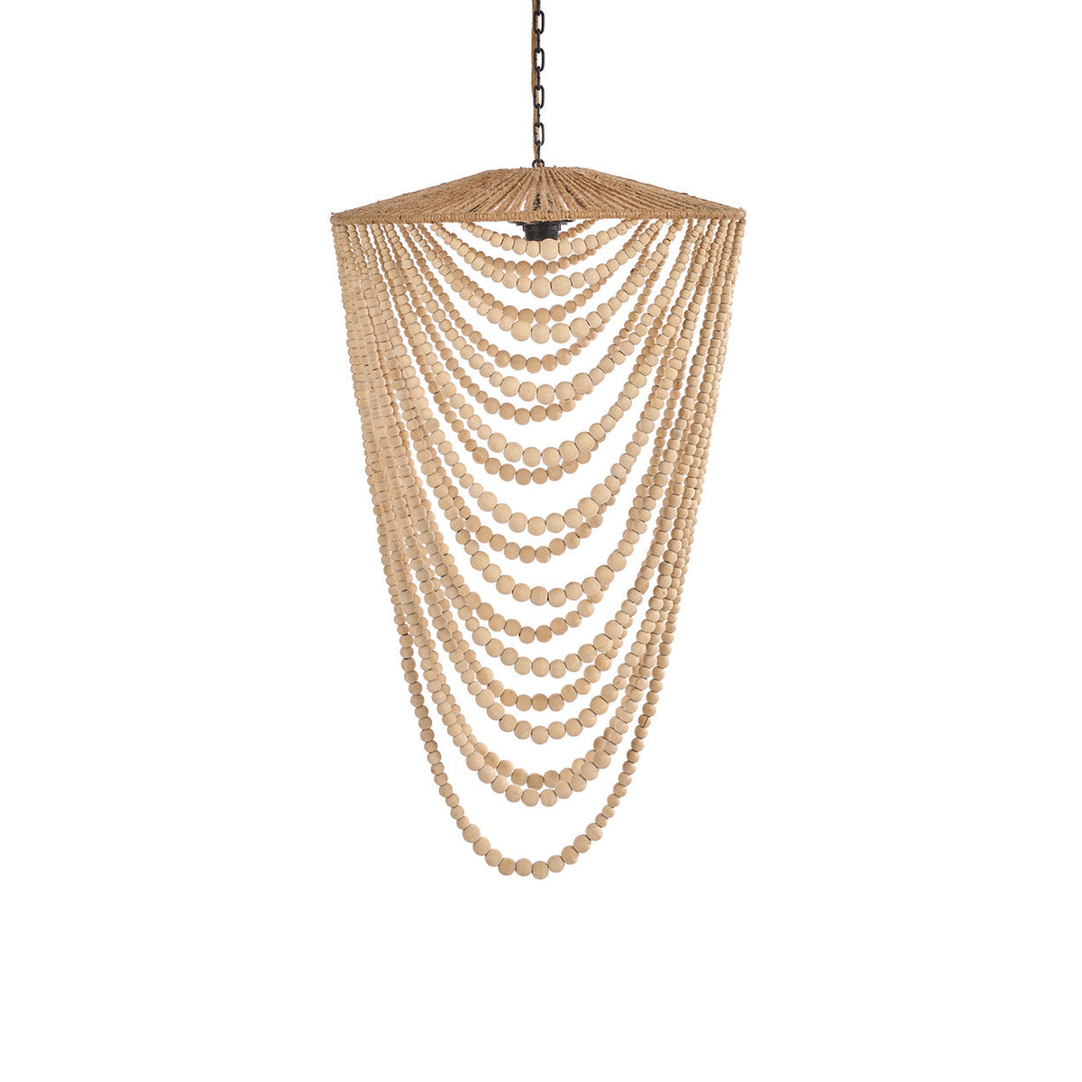 Wooden Bead Chandelier – Natural, Large – product view