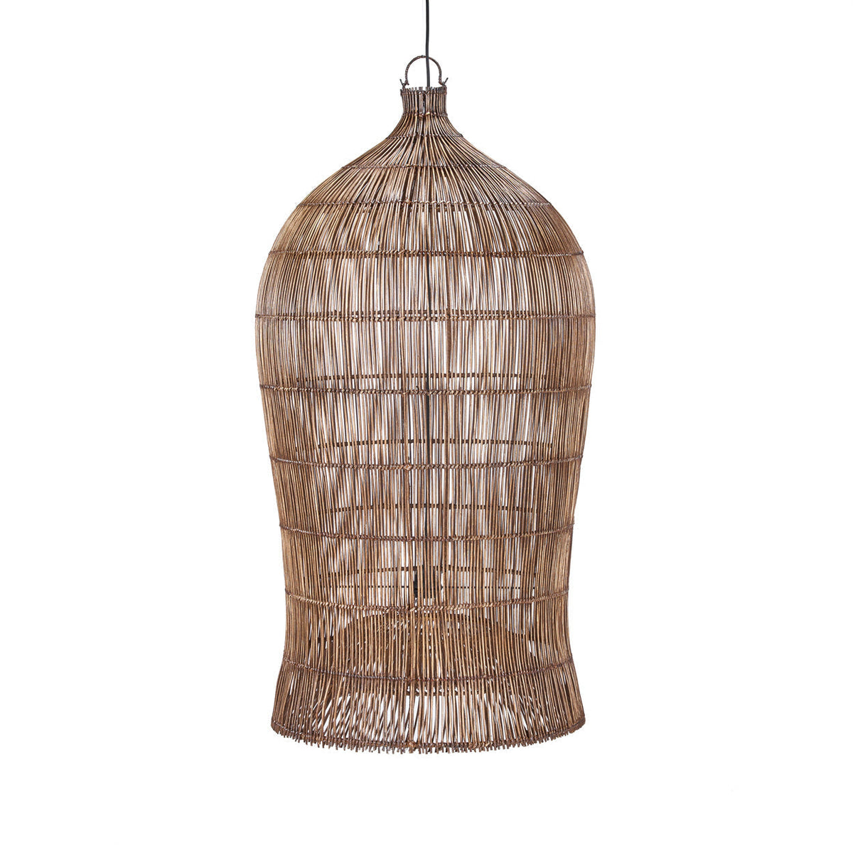 Woven Bell Bamboo Pendant Light – Dark Walnut, Extra Large — front product view