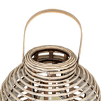 Close view looking down into the lantern's circular neck, with the full arched handle and pale bands around the shoulders visible.